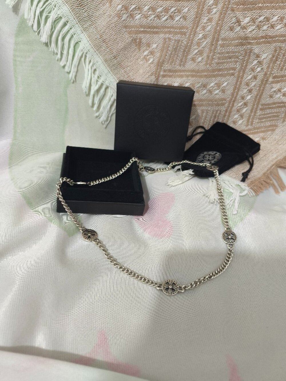 Chrome Hearts 6 Cross Disc Sterling Silver Necklace